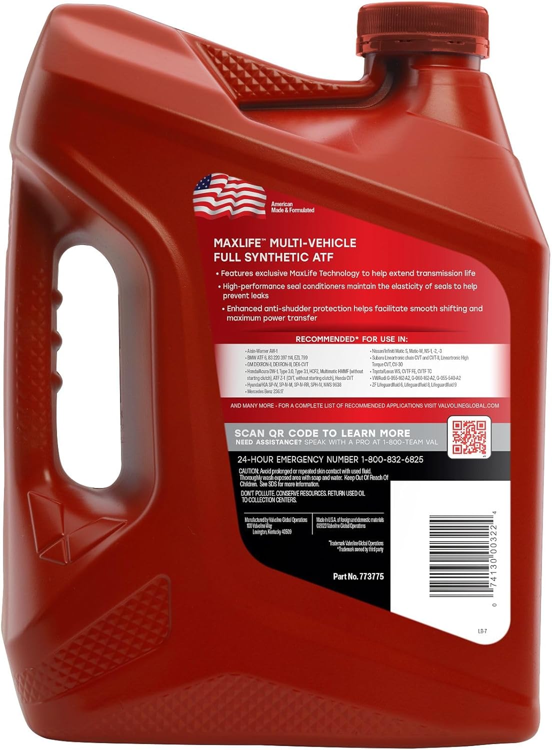 Valvoline MaxLife Multi-Vehicle ATF Full Synthetic Automatic Transmission Fluid 1 Gallon