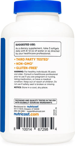 Nutricost Omega 3 Fish Oil (2500MG) 120 Softgels, 40 Servings