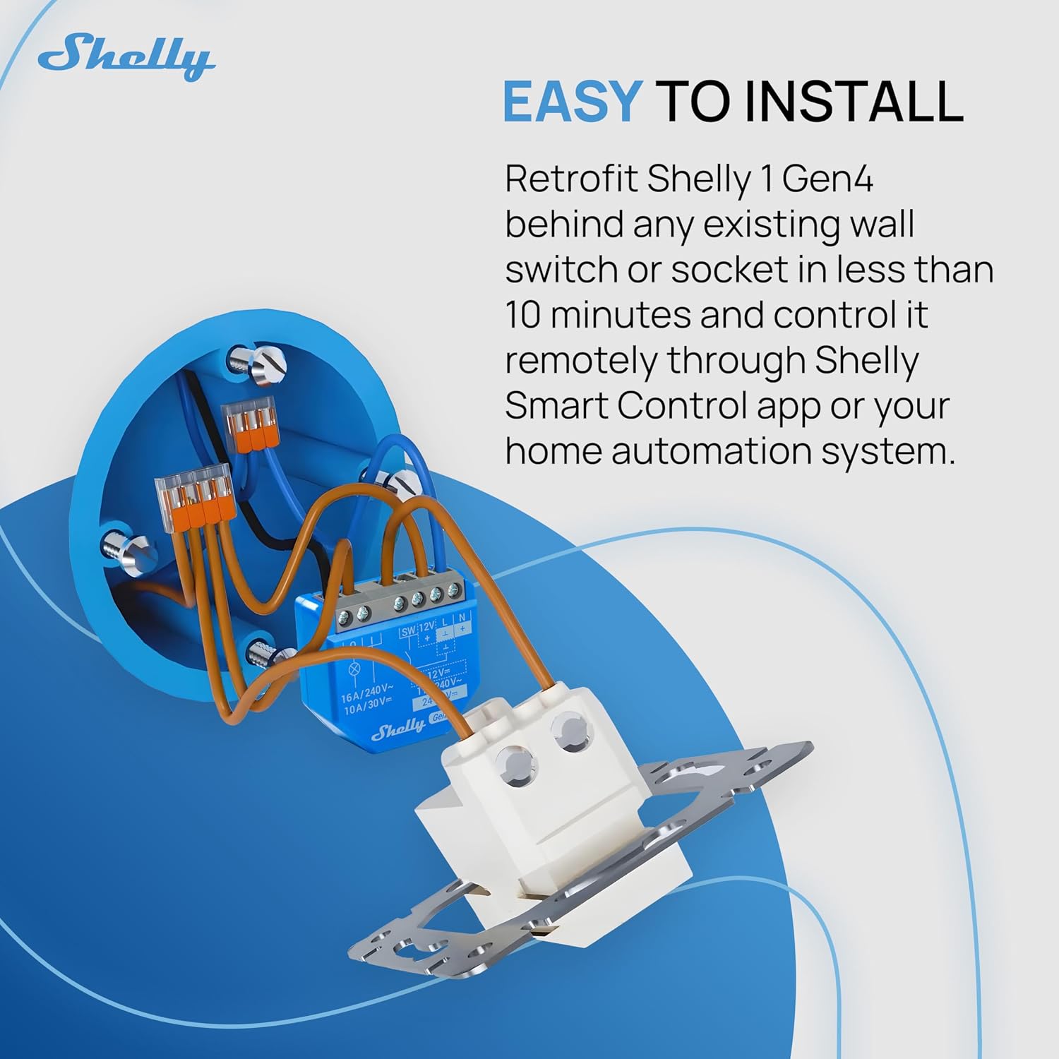 Shelly 1 Gen4, Smart Wi-Fi & Matter Relay Switch with Dry Contacts, 4 Pack