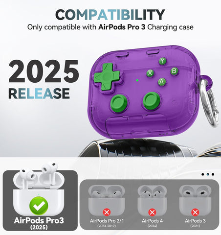 for AirPods Pro 3 Case Cover 2025 with Safety Lock-Clear Purple