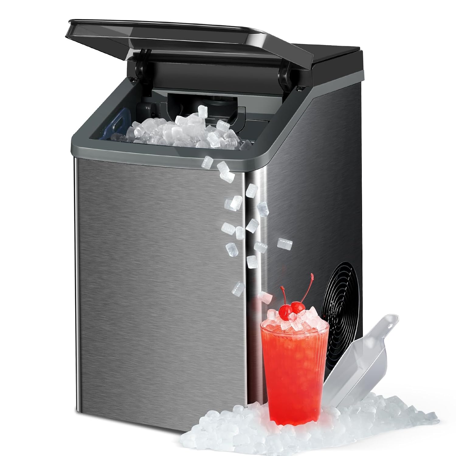 Gevi KNOVA Nugget Ice Maker Countertop, 40lbs/24H Portable Ice Machine Gray