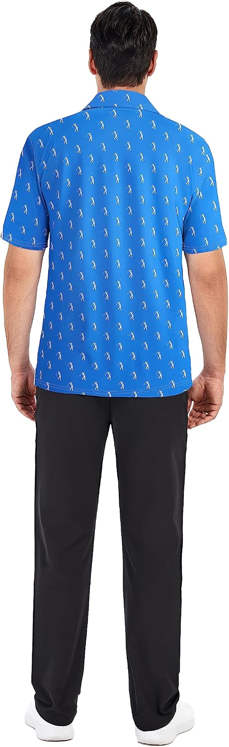 Mens Golf Shirts Short Sleeve Moisture Wicking Dry Fit Performance Athletic Polo Shirt