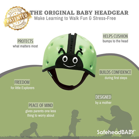 SafeheadBABY Soft Baby Head Protector Helmet for Crawling and Walking 7–24 Months – Ultra-Lightweight & Breathable Infant Safety Helmet that Grows with Your Baby (Head Circ. 40–52 cm) (Green)