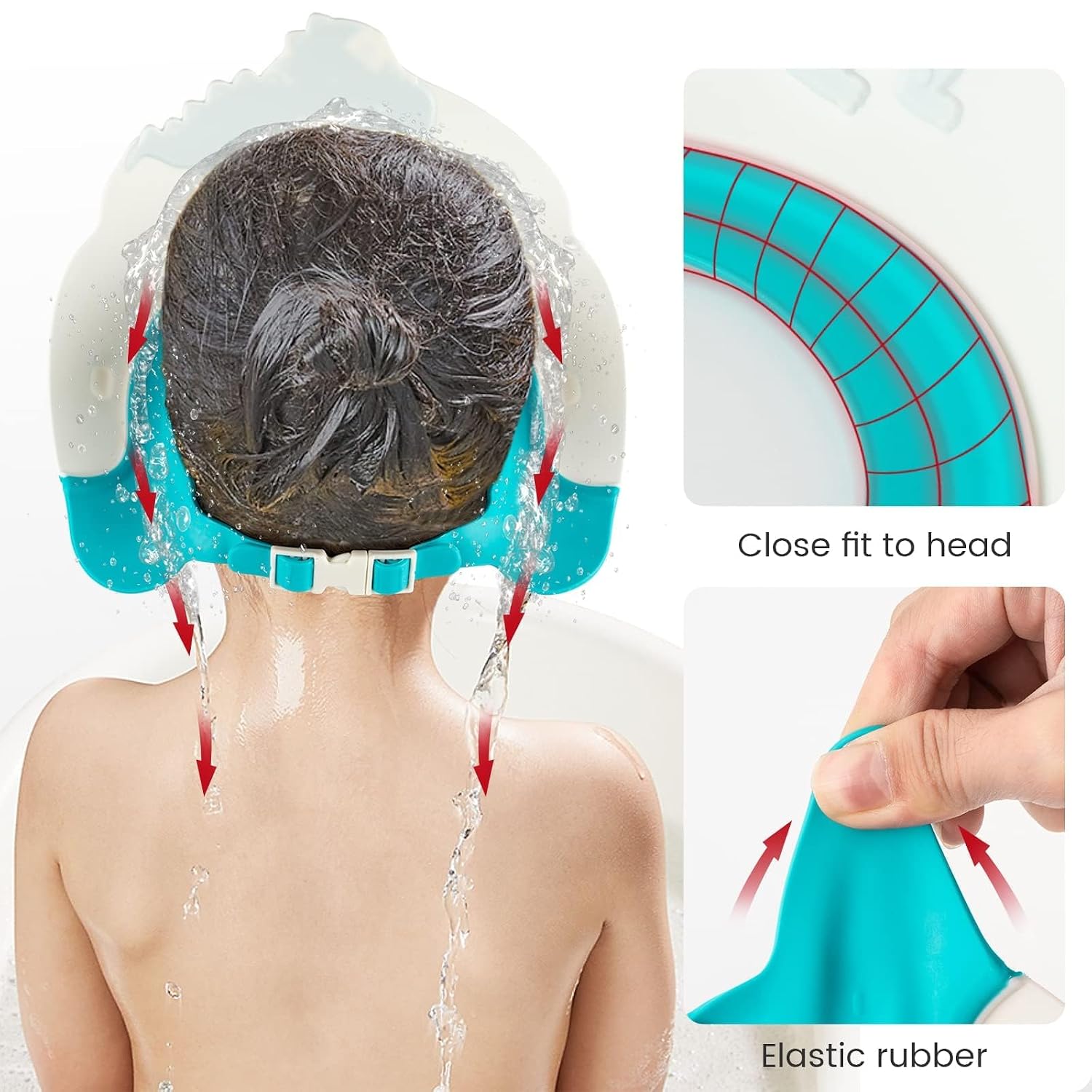 FUNUPUP Baby Shower Cap for Toddlers Kids, Soft TPE Silicone, Blue