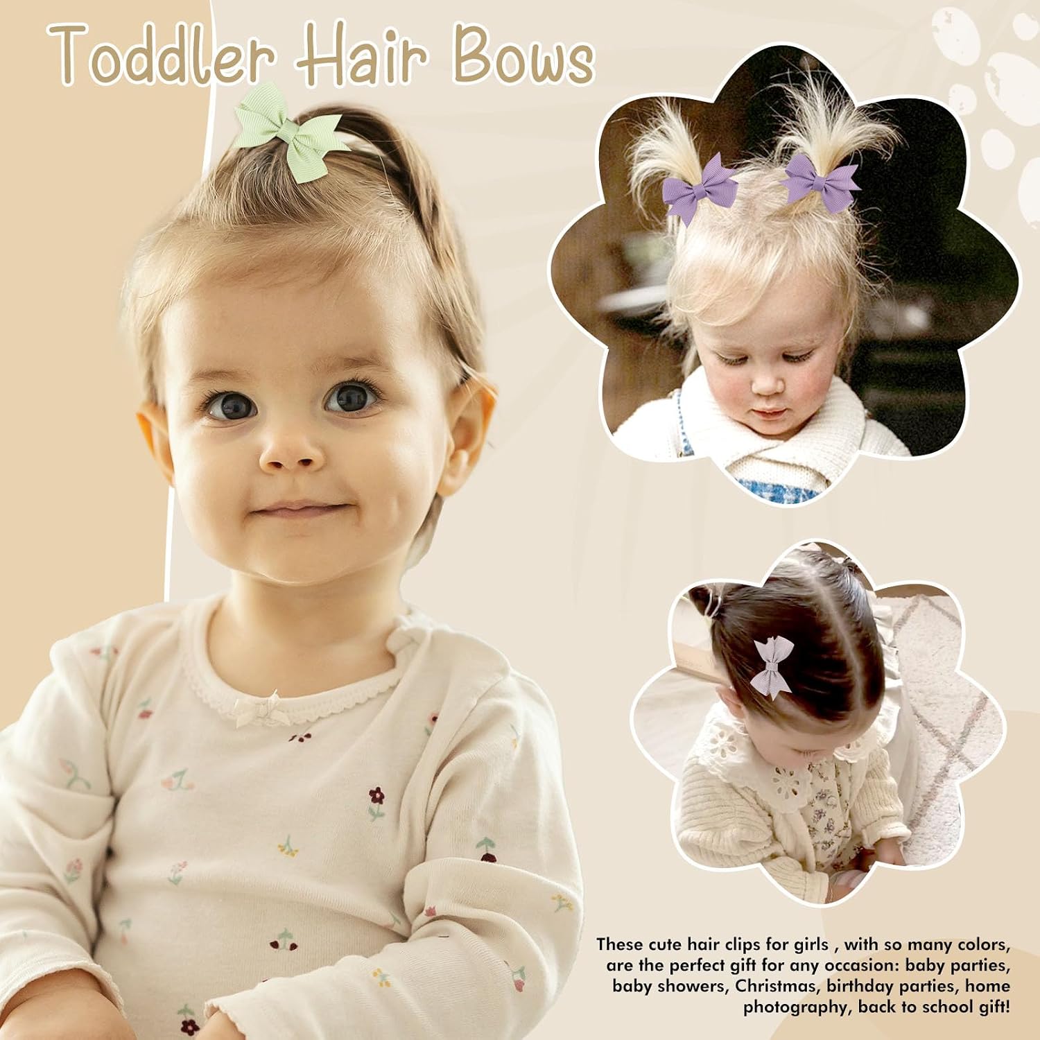 24PCS 2inch Hair Clips, Oaoleer Girls' Fully Lined Tiny Bows Alligator Clips for Infants Toddlers (12 Colors, Style D)