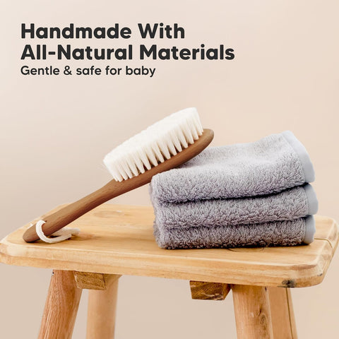 Wooden Baby Hair Brush for Toddler, Infant Cradle Cap(Dark Walnut, Regular)