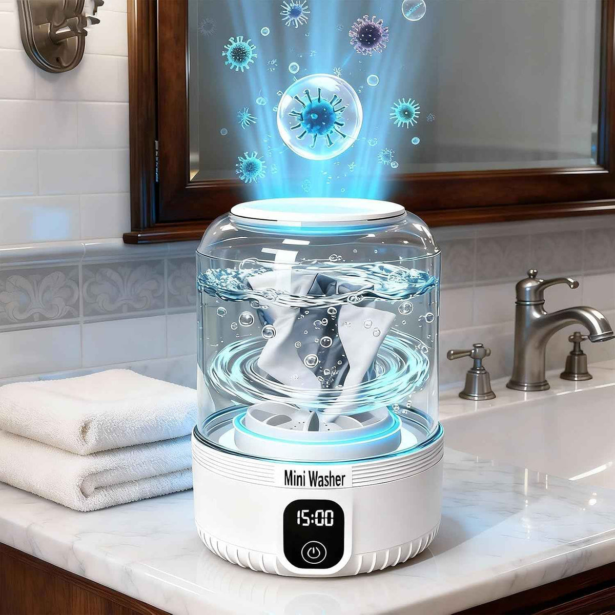 Underwear Washing Machine,Upgrade Mini Washer Deeply Cleans Small Laundry Items, Socks, Underwear, Baby Clothes,Portable Washing Machine is Suitable for, Apartments, Hotels, Travel, And Camping White