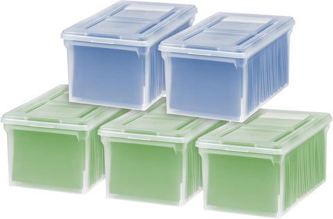 IRIS USA 5-Pack 44 Qt. Letter File Box with Hinged Lid, Clear