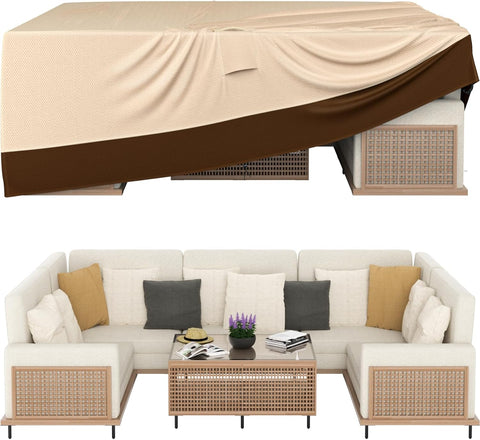 Patio Furniture Covers, Outdoor Furniture Cover Waterproof, General Purpose, Outside Table and Chair Covers, Heavy Duty 600D (62 Inch L x 42 Inch W x 28 Inch H)-Brown