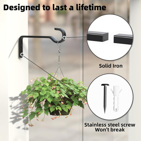 6 Inch Plant Hooks for Wall,Plant Hangers Outdoor/Indoor,Hold 35lb, 2 Pack