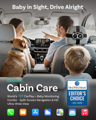 OTTOCAST Baby Car Camera 2026,Wireless CarPlay Adapter (No Android Support)