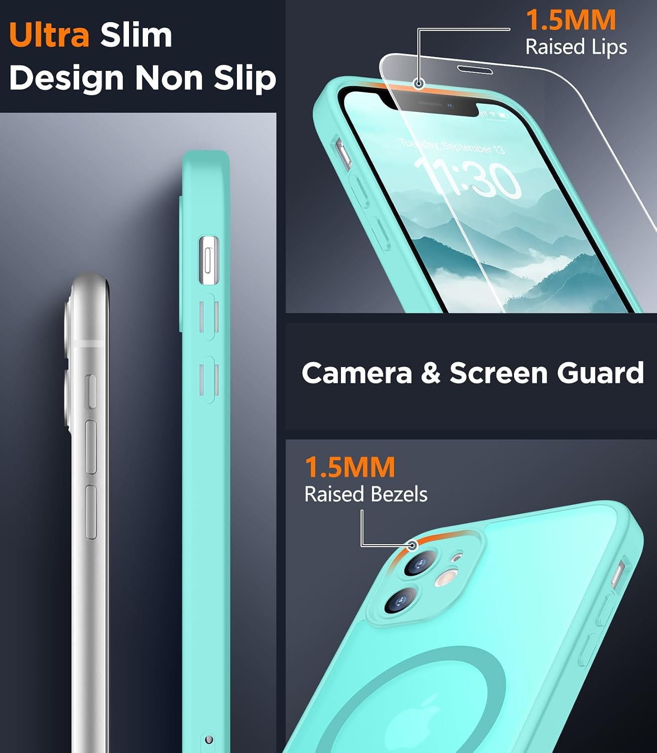 SPIDERCASE Magnetic for iPhone 11 Phone Case,Blue Green