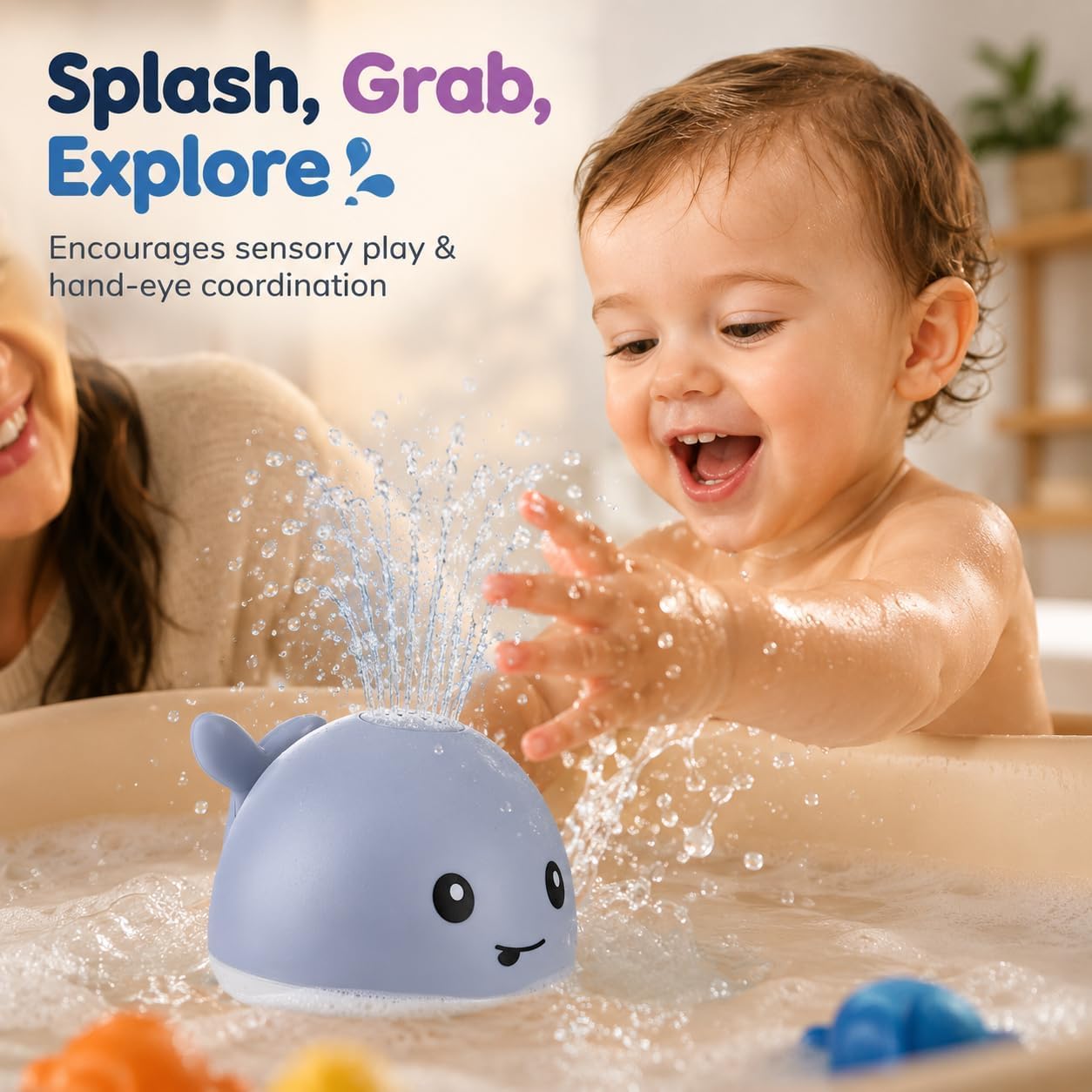 Gigilli Baby Bath Toys, Light Up Whale Bath Toy Sprinkler for Kids Boy Girl