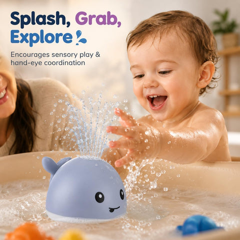 Gigilli Baby Bath Toys, Light Up Whale Bath Toy Sprinkler for Kids Boy Girl