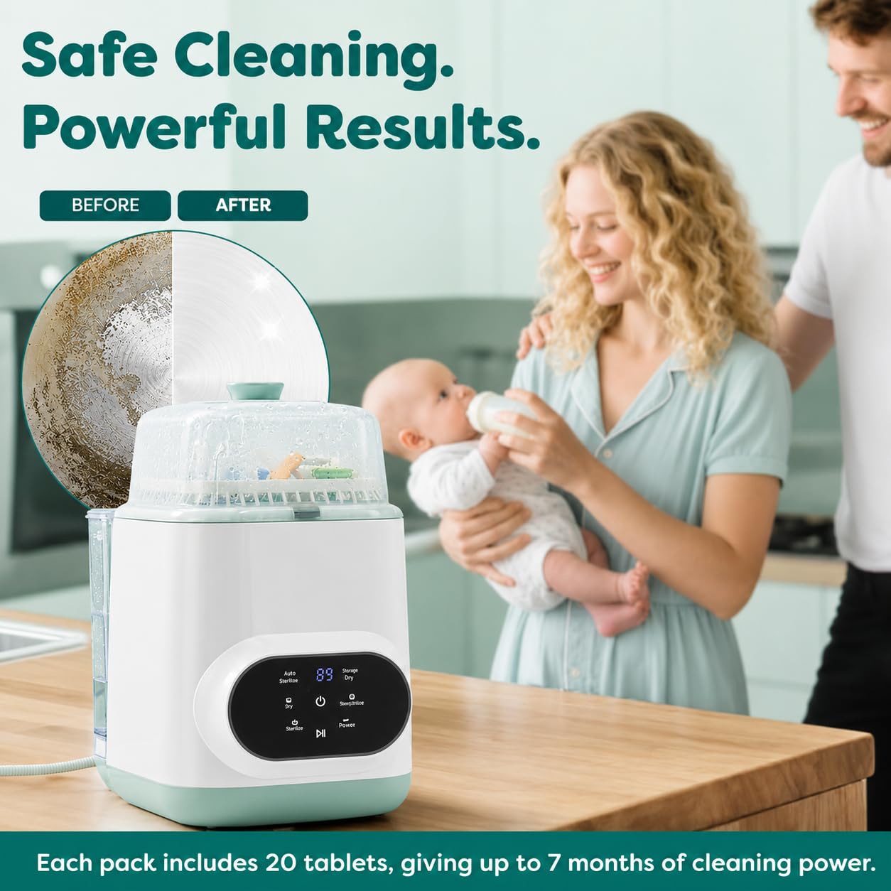 Descaling Tablets for Bottle Washer & Warmers (20 Count) - Descaler Tablets, Removes Limescale Milk Residue & Mineral Buildup Compatible with Momcozy, Baby Breeza, Grownsy & All Bottle Washers