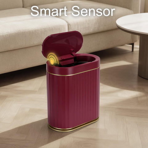 ELPHECO 2 Gallon Sensor Trash Can, Automatic Lid, Burgundy Gold