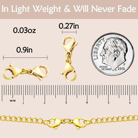 OHINGLT Double Lobster Clasp Necklace Extender Connector Bracelet Extension, Gold and Silver Lobster Claw Clasps for DIY Jewelry Making