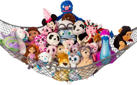 Large Stuffed Animal Storage Hammock 1 Pack | Holds 12 lbs | Corner Stuffed Animal Organizer | Plushie Net for Stuffed Animals | Stuffy Storage, Cute Bedroom, Room Decor | Black
