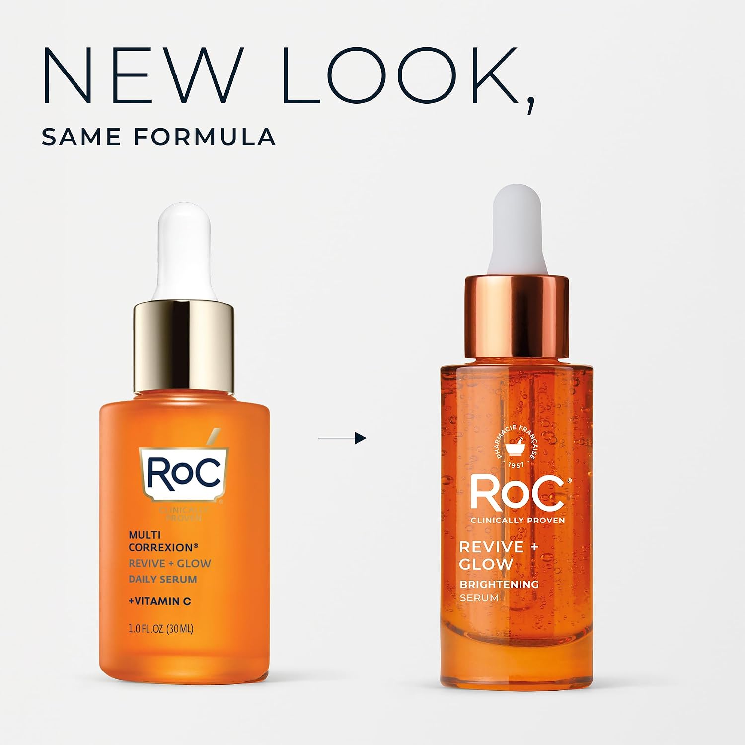 RoC Vitamin C Serum for Face Multi Correxion Revive + Glow, 10% Active, 1oz | Daily anti-aging wrinkle skin tone skin care treatment, brightening face serum that visibly tightens, non-comedogenic