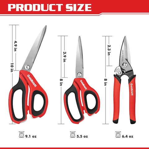 Goldblatt 3PCS Heavy Duty Scissors, Multipurpose Shop Scissors