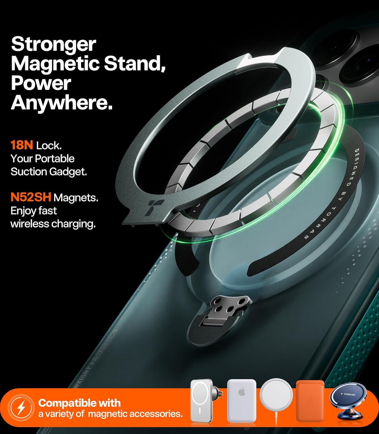 TORRAS Ostand Q3 Air for iPhone 16 Pro Max Case with Stand, Shockproof
