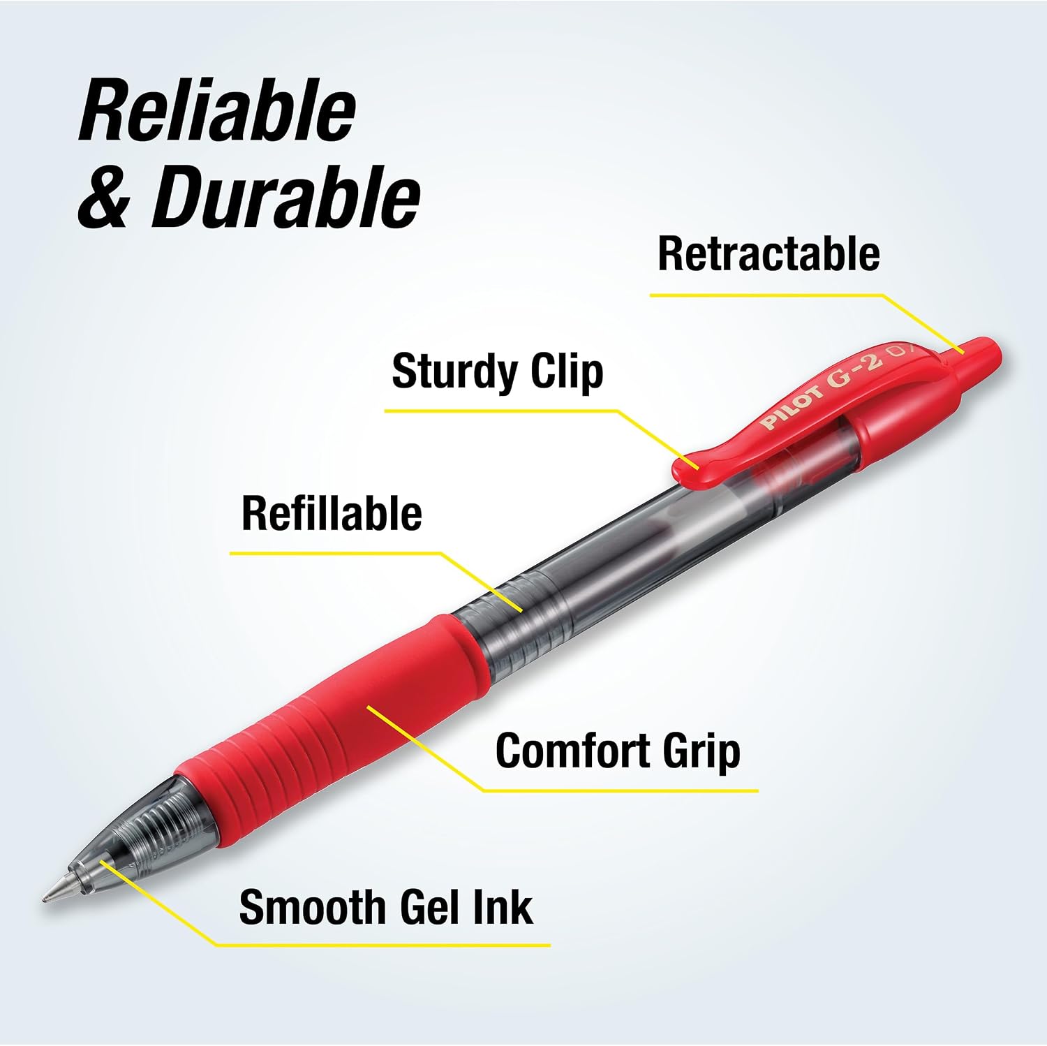 PILOT G2 Premium Gel Roller Pens, Fine Point 0.7 mm, Red Pens, Pack of 4