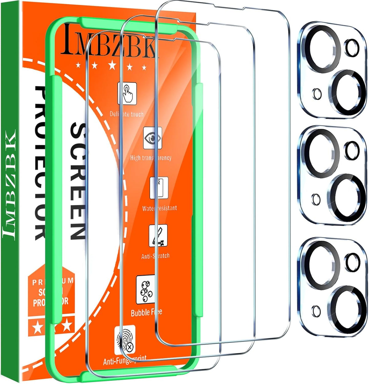 IMBZBK Screen Protector for iPhone 14, Tempered Glass, 3+3 Pack