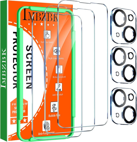 IMBZBK Screen Protector for iPhone 14, Tempered Glass, 3+3 Pack