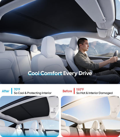 Wigoo for Tesla Model Y Juniper Accessories Sunshade Roof, Interior Black