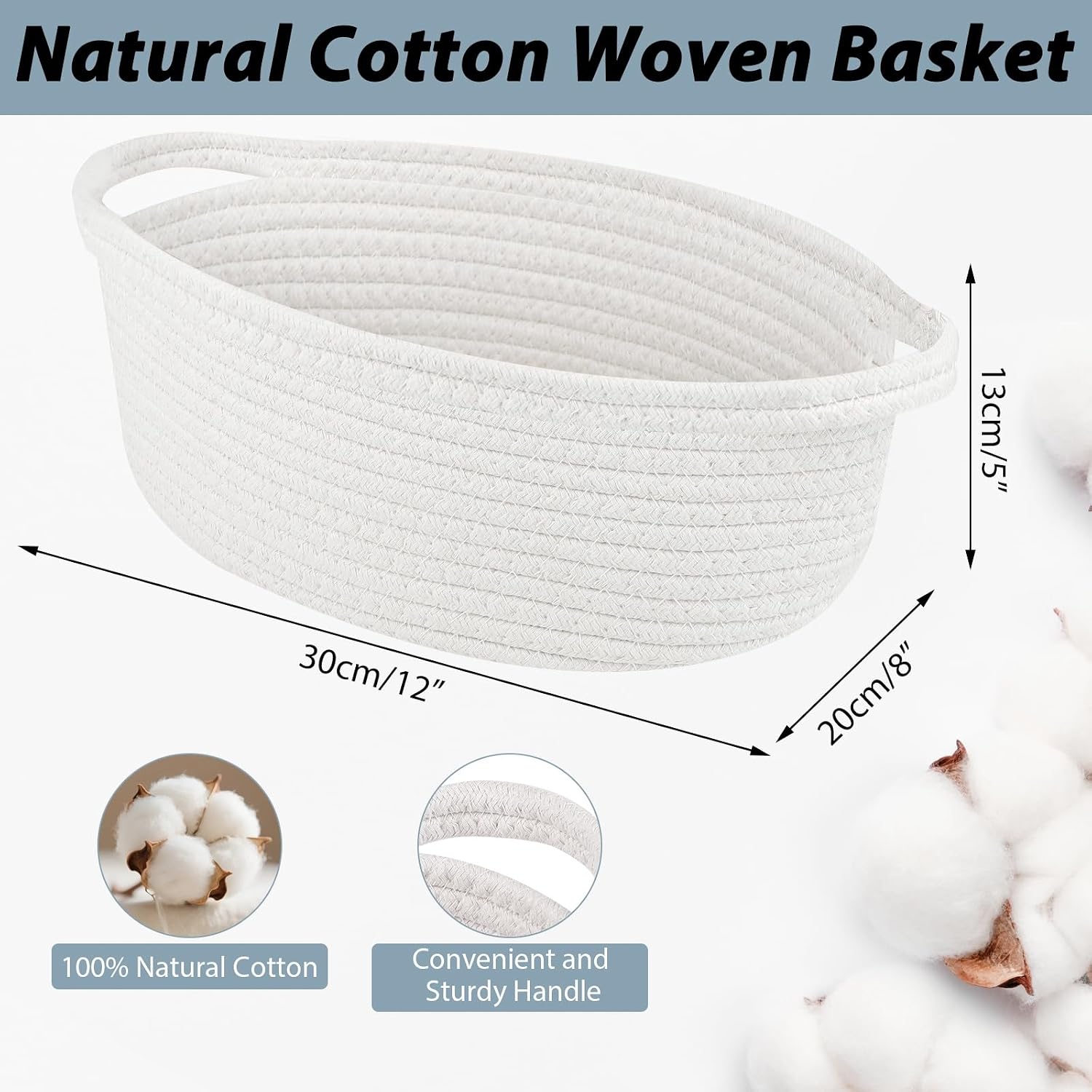 woric Small Gift Basket Empty 12"X 8" X 5" Cotton Woven Basket for Gifts