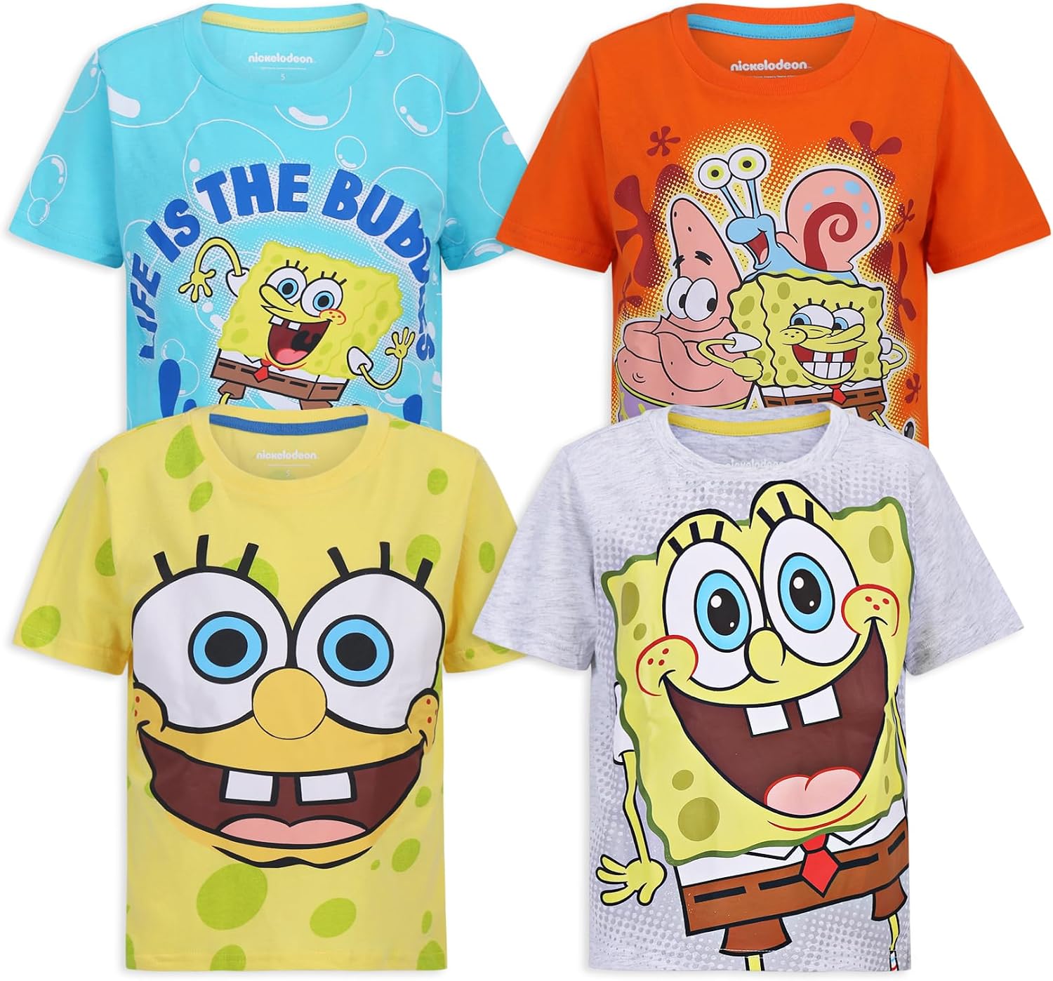 Nickelodeon Spongebob Squarepants Boys 4 Pack T-Shirt for Big Kids