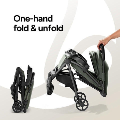 Mompush Lithe V2 Lightweight Travel Stroller Snack Tray Included, Forest