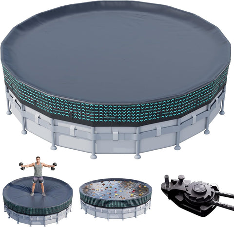POOLHACKER 550D Heavy-Duty 21 ft Round Pool Cover for Above Ground Pools