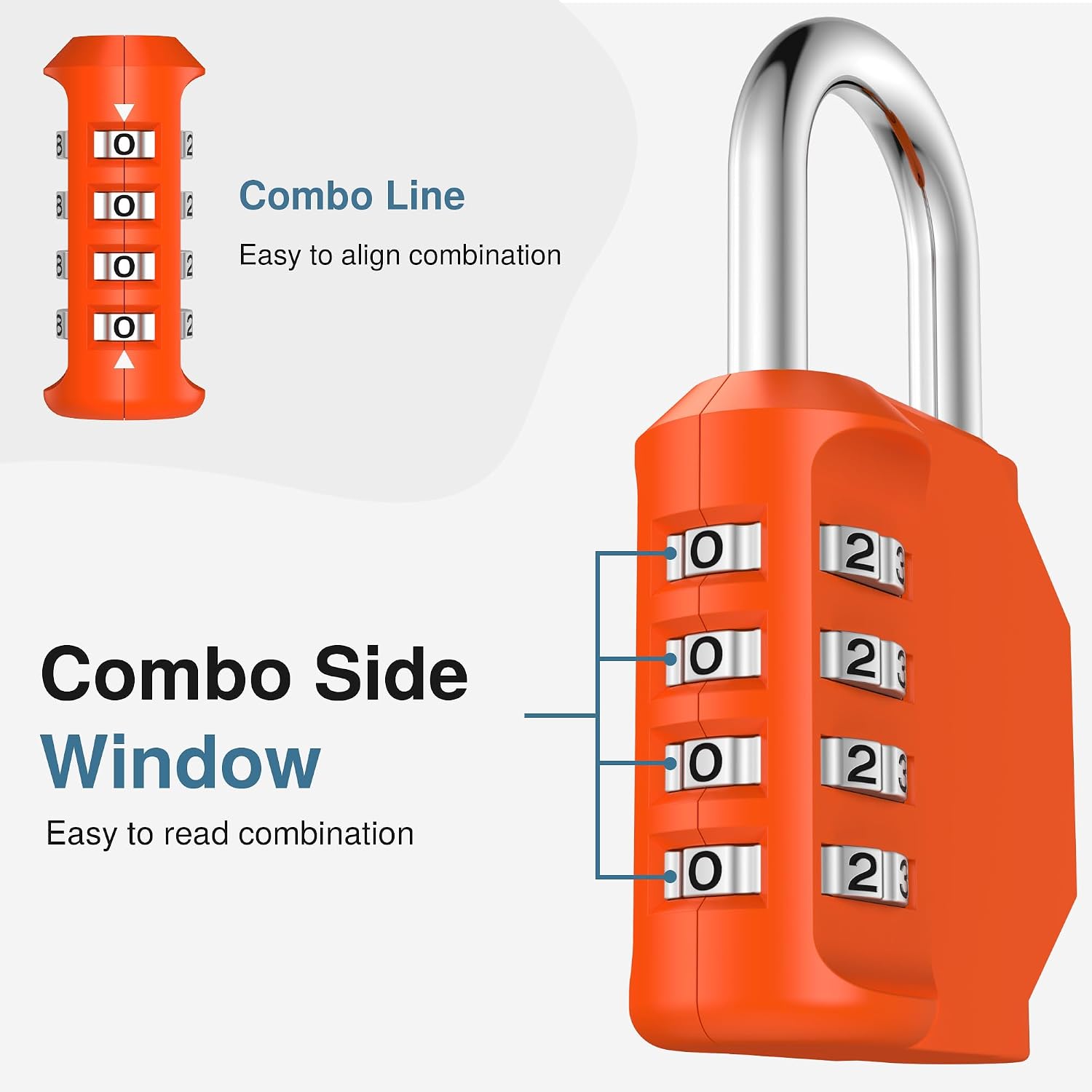 Puroma Combination Lock 4 Digit Gym Locker Padlock Waterproof, 1 Orange