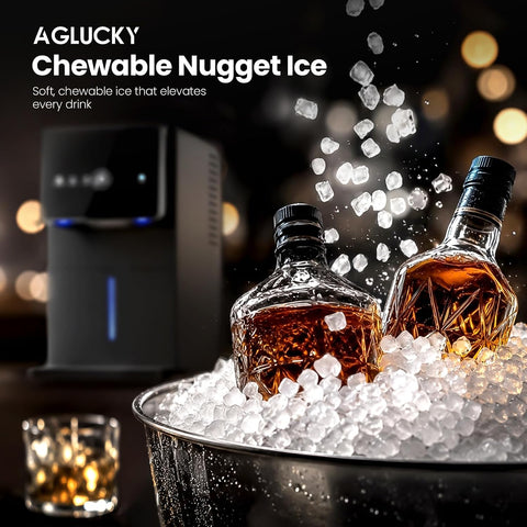 AGLUCKY Nugget Ice Maker Countertop with One-Touch Dispensing