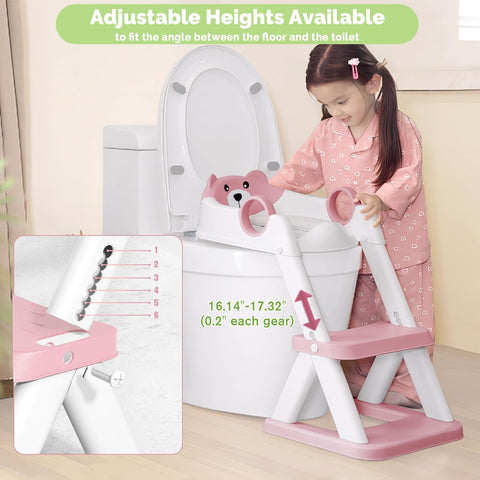 COOSEYA Toilet Seat, Potty Training Seat for Toddler, Upgraded 2-in-1 Potty Toilet Training for Boys and Girls, Waterproof Cushioned Mat with Non-Slip Step Stool