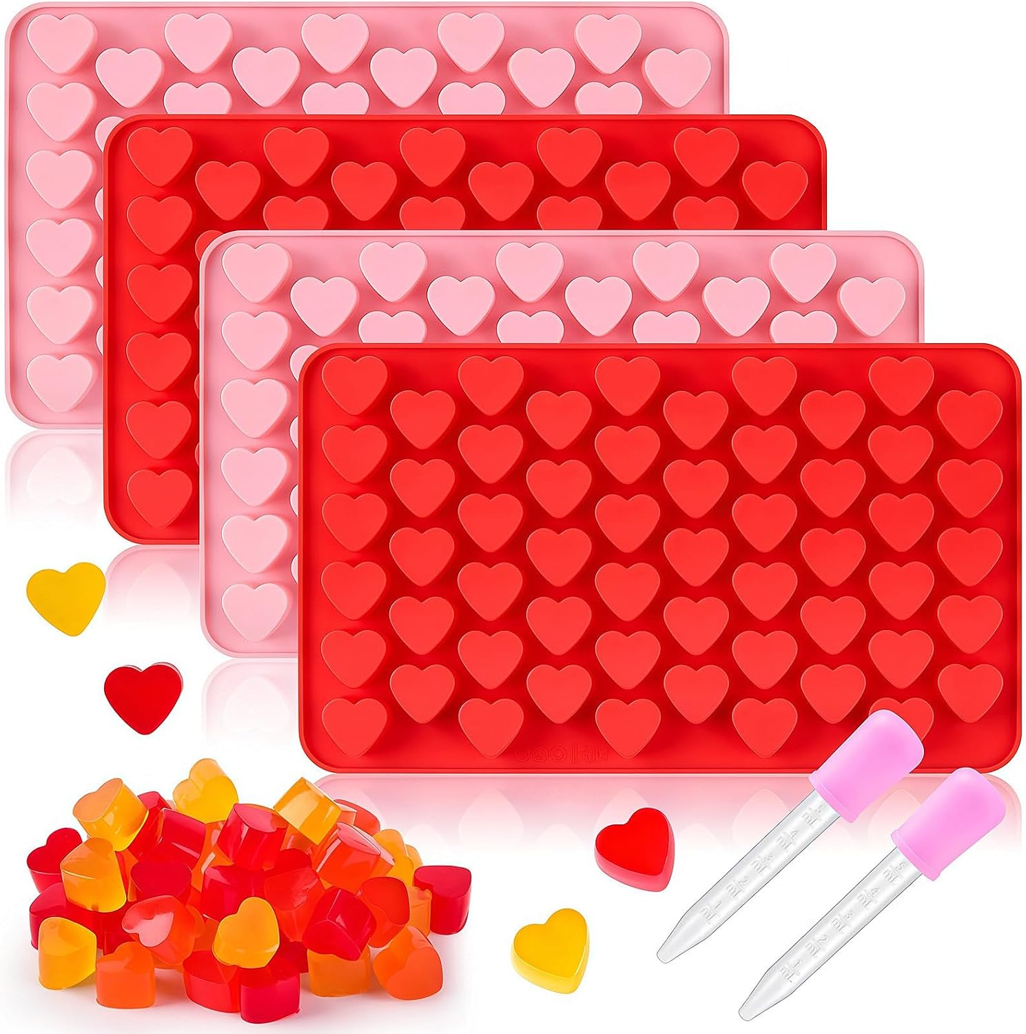JOERSH Heart Candy Molds, 220 Cavities, 4Pcs