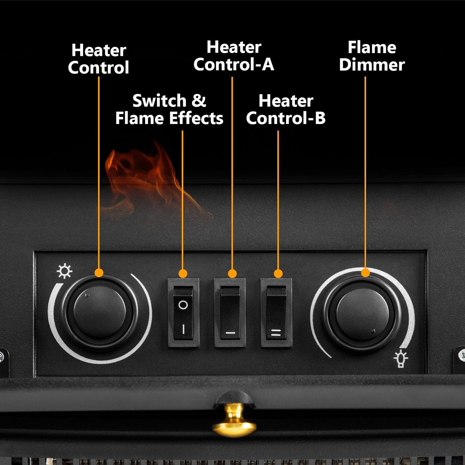 Xbeauty 22" Indoor Electric Fireplace Stove, Freestanding Fireplace Heater with Adjustable 3D Flame Brightness, Thermostat Control & Overheat Protection, 1000W/1500W