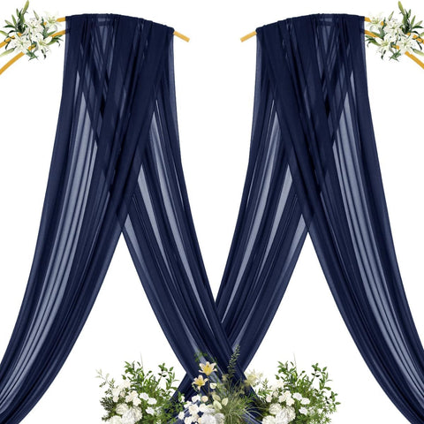 Sheer Gauze Wedding Arch Draping Fabric 29" x 20 FT 2 Panels Navy Blue