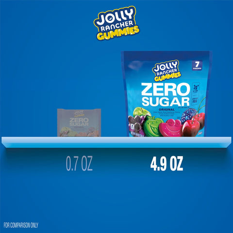 JOLLY RANCHER Gummies Zero Sugar Assorted Gummy Candy Fruit Pouches, 4.9 oz