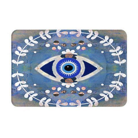 Greek Mati Matiasma Evil Eye Funny Welcome Doormat for Entrance Way Indoor Floor Mats for House Decor Kitchen Matting with Anti Slip Rubber Back Welcome Mat