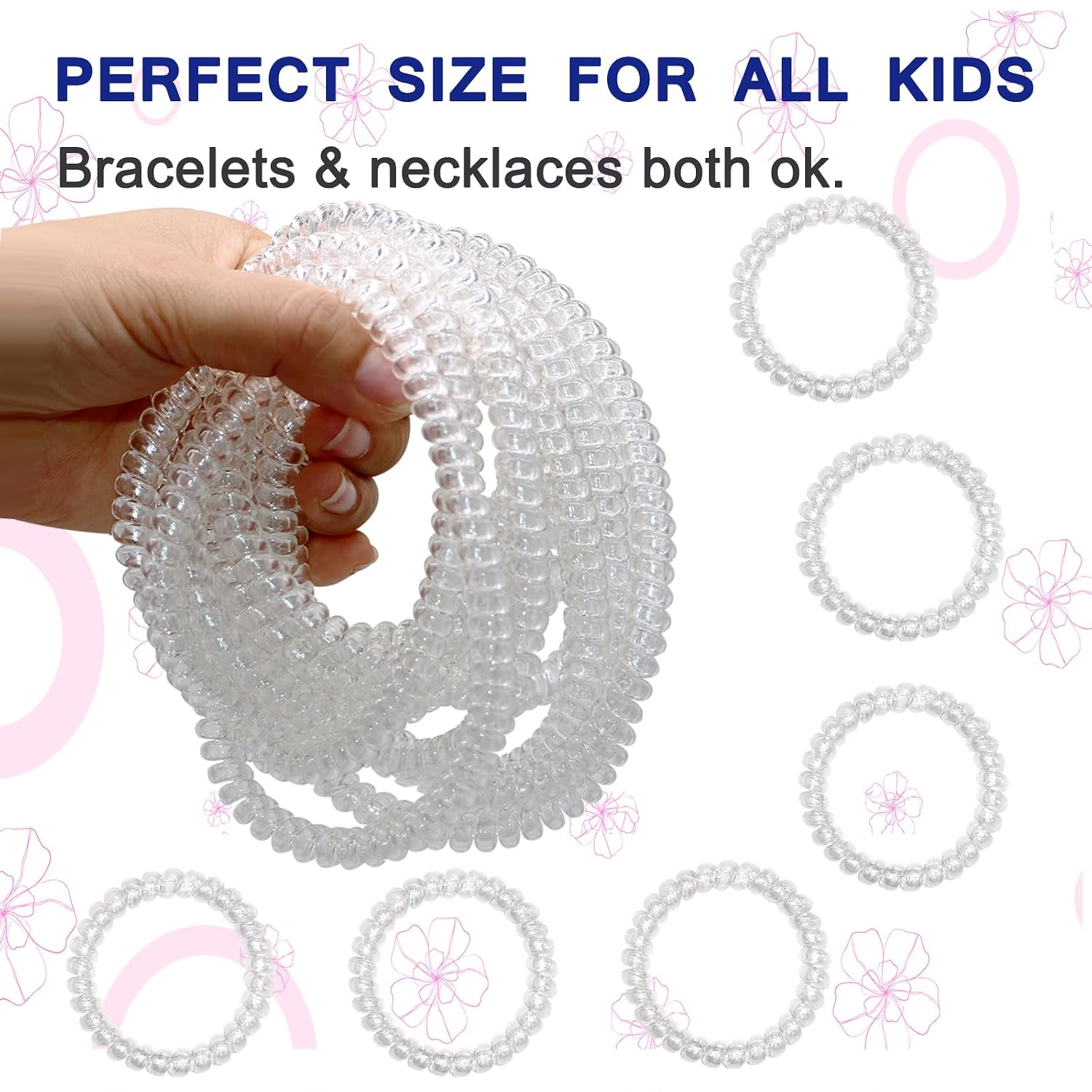 Chew Necklaces for Sensory Kids, 12 Pcs Clear Coil Chewy Necklaces Stretchy Bracelet for Boys Girls with Autism ADHD SPD,Oral Motor Chewable Necklace Reduce Anxiety and Fidgeting Stress