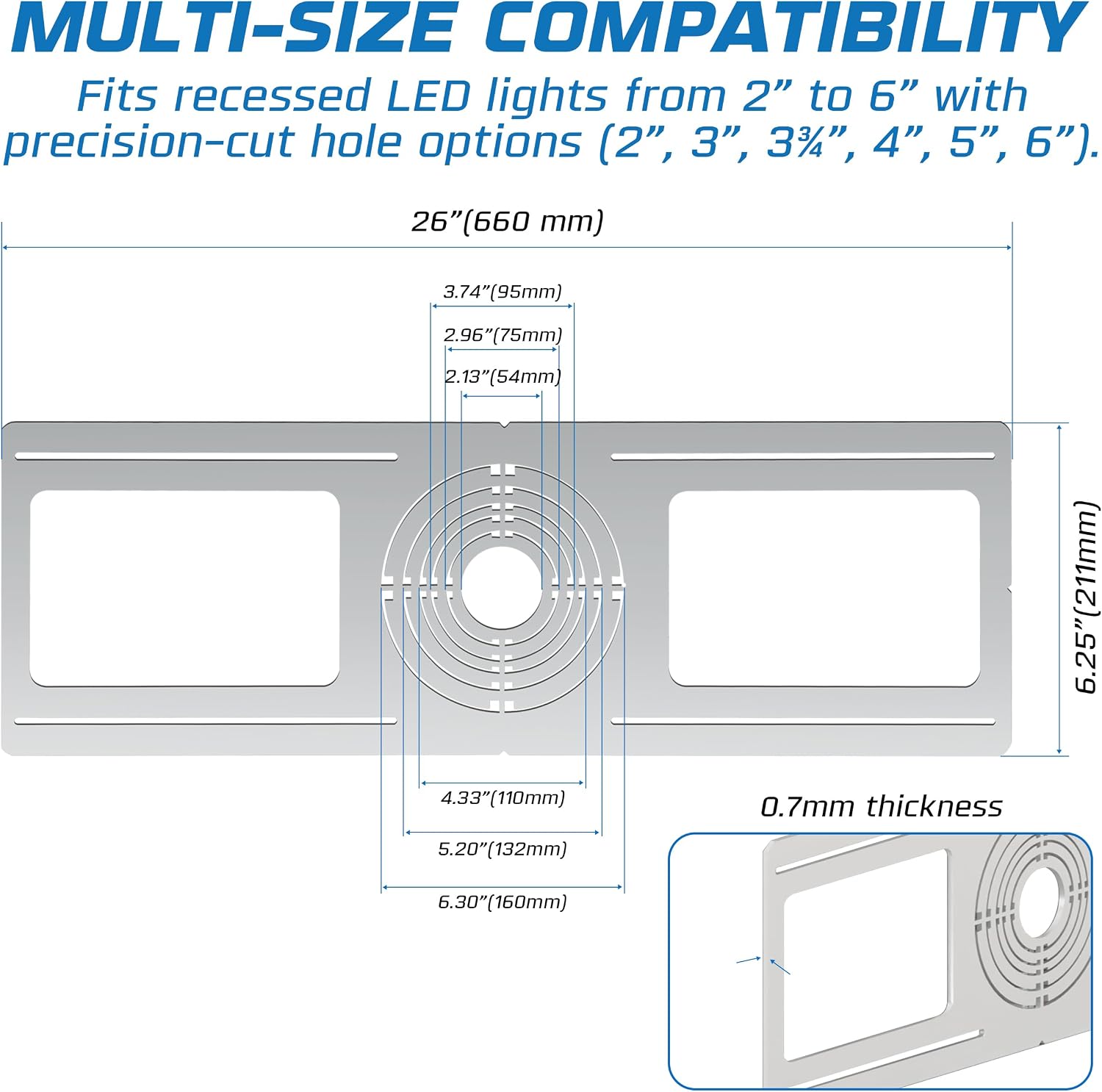 OHLECTRIC 24 Pack Adjustable Recessed Light Mounting Plates 2-6 Inch