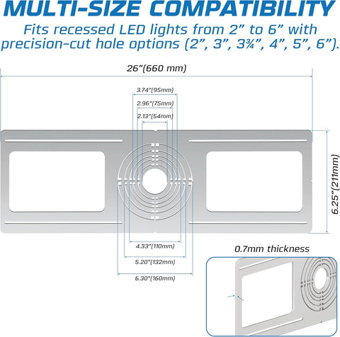 OHLECTRIC 24 Pack Adjustable Recessed Light Mounting Plates 2-6 Inch