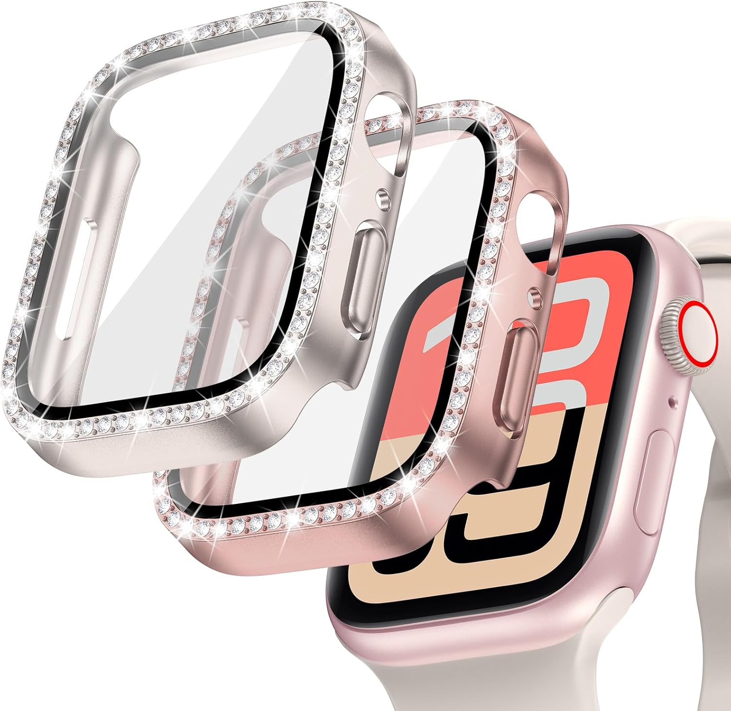 Goton 2-Pack Bling Case with Screen Protector for Apple Watch 44mm