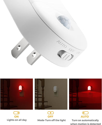 L LOHAS LED Red Night Light, Motion Sensor Night Light, Sleep Aid Red,2Pack