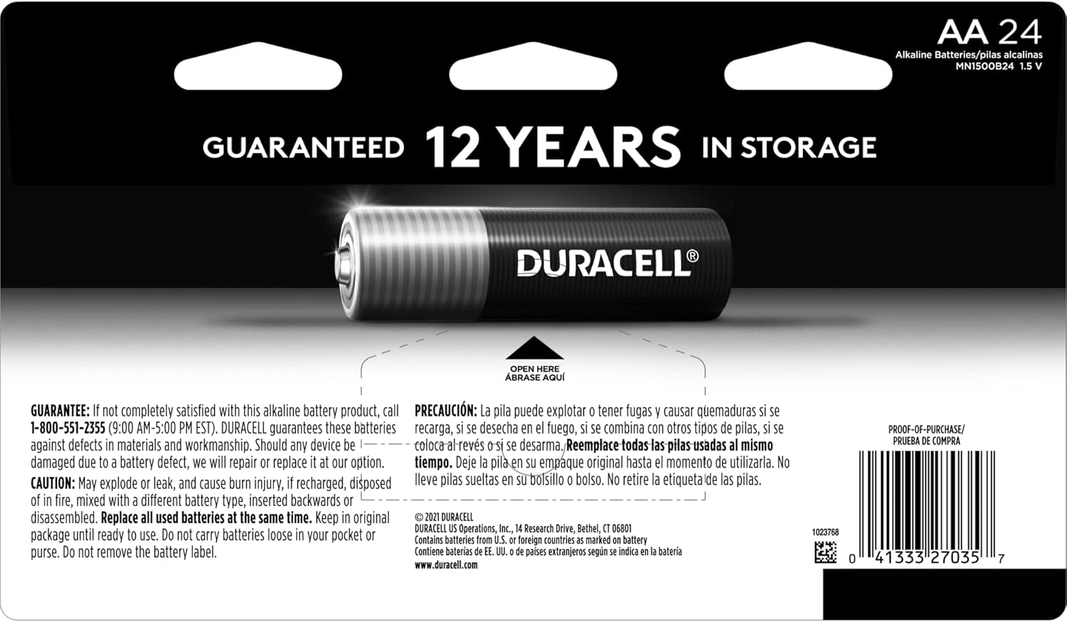 Duracell Coppertop AA Batteries, 24 Count, 12-Year Shelf Life, Long-lasting