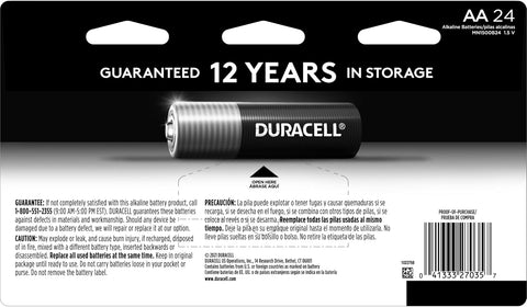 Duracell Coppertop AA Batteries, 24 Count, 12-Year Shelf Life, Long-lasting
