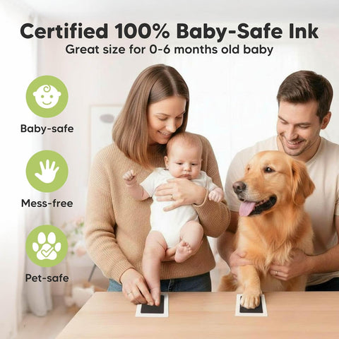 4pk Inkless Baby Hand and Footprint Kit, Mess Free Ink Pads (Jet Black, R)