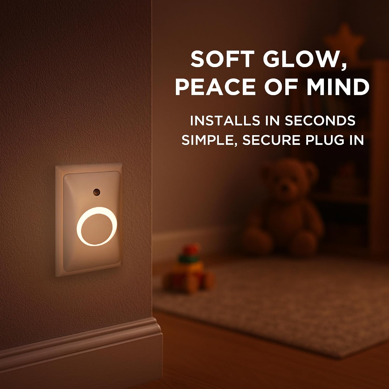 GlowGuard Childproof Outlet Covers & Night Light (1-Pack) | Secure & Tamper Resistant | Childproof, Babyproof, Toddler Proof, Child Safety Socket Cover | Light Sensor or Manual Toggle | Patent Pending